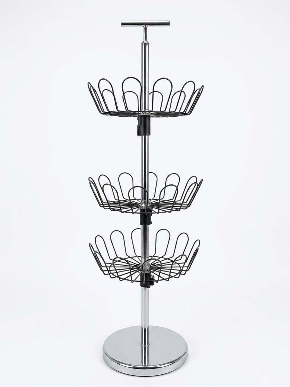 Whitmor 3-Tier Revolving 18 Pair Shoe Tree Storage Shoe Rack - Chrome